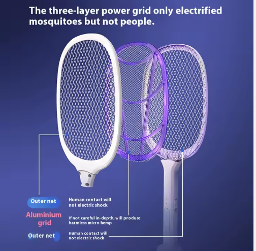 🦟 Raquette Électrique Anti-Moustiques Rechargeable – Fini les piqûres !
