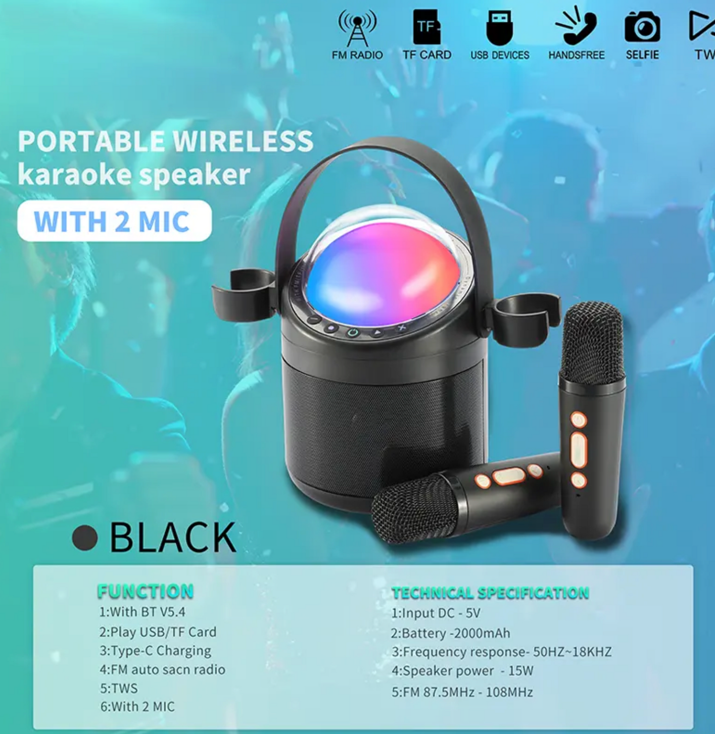 đ€ Enceinte Bluetooth KaraokĂ© WSTER WS-960