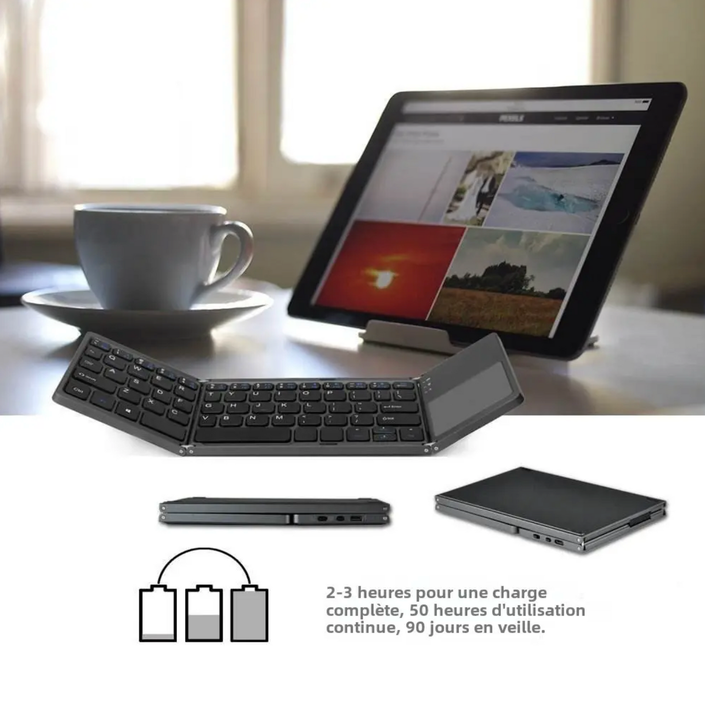 ⌨️ Clavier Bluetooth Pliable avec Touchpad