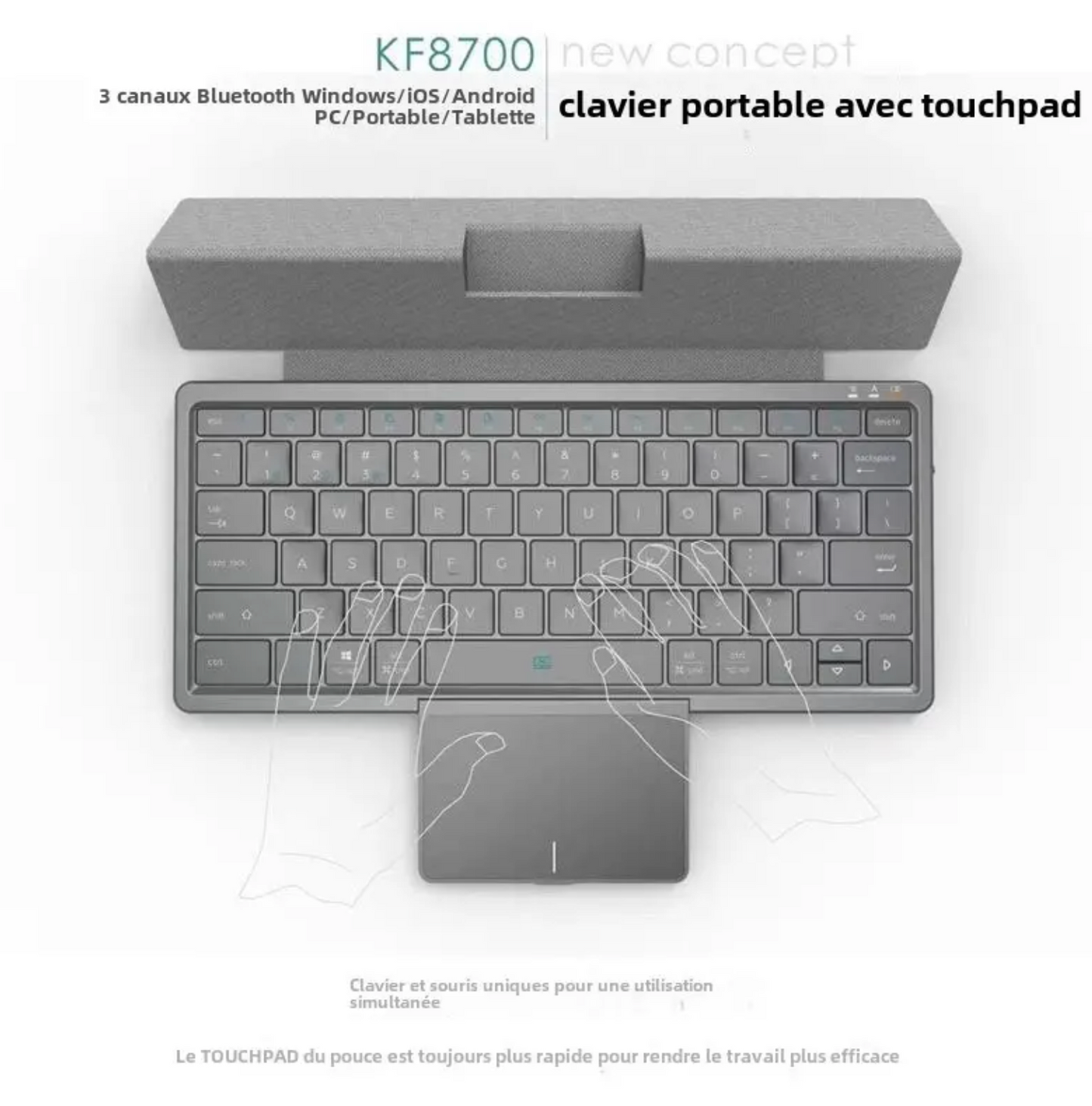 💻 Clavier Sans Fil avec Support Tablette & Trackpad