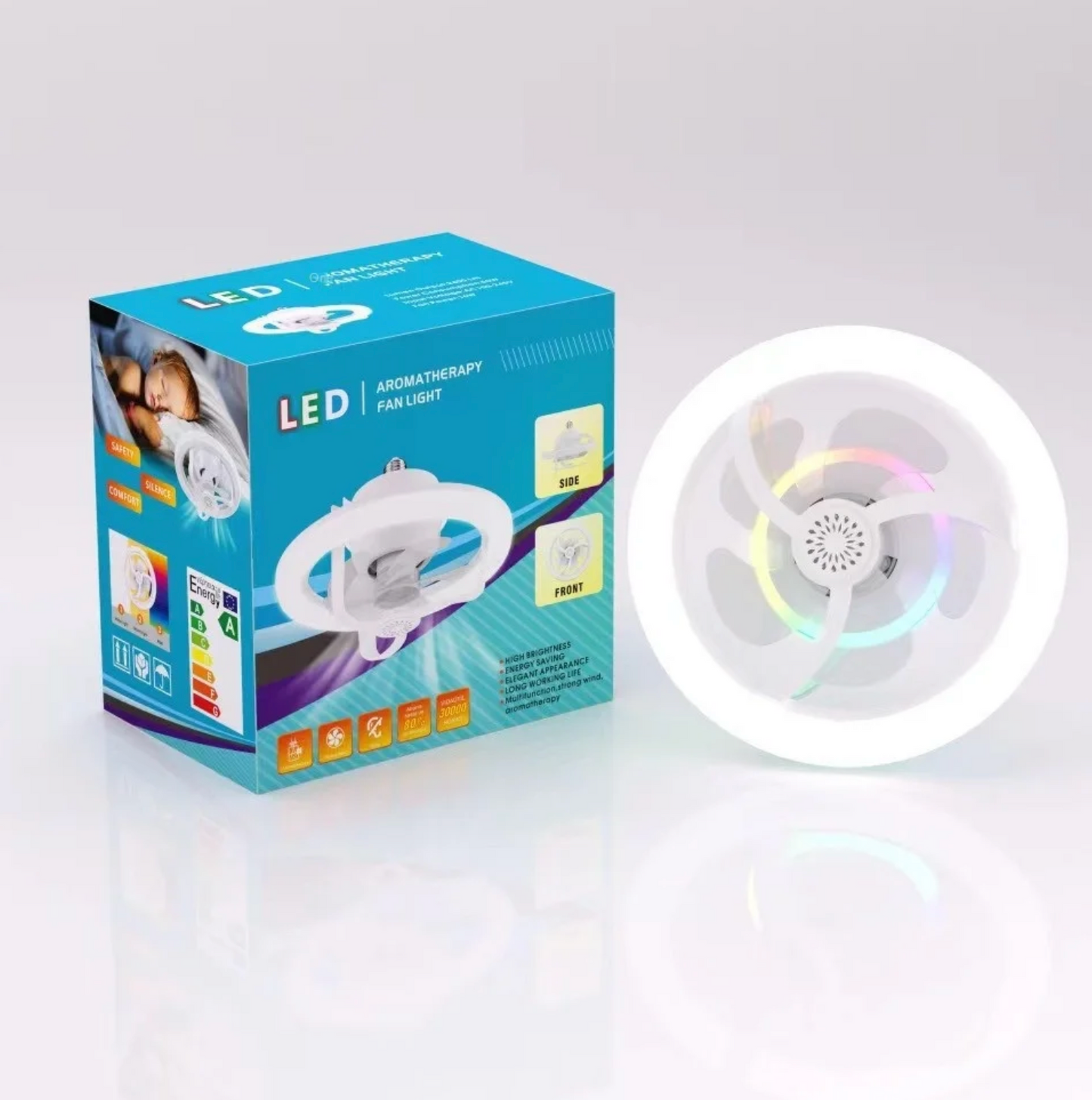 🌪️ Ventilateur LED 360° avec Aromathérapie – Lumière, Fraîcheur et Parfum en Un Seul Appareil !