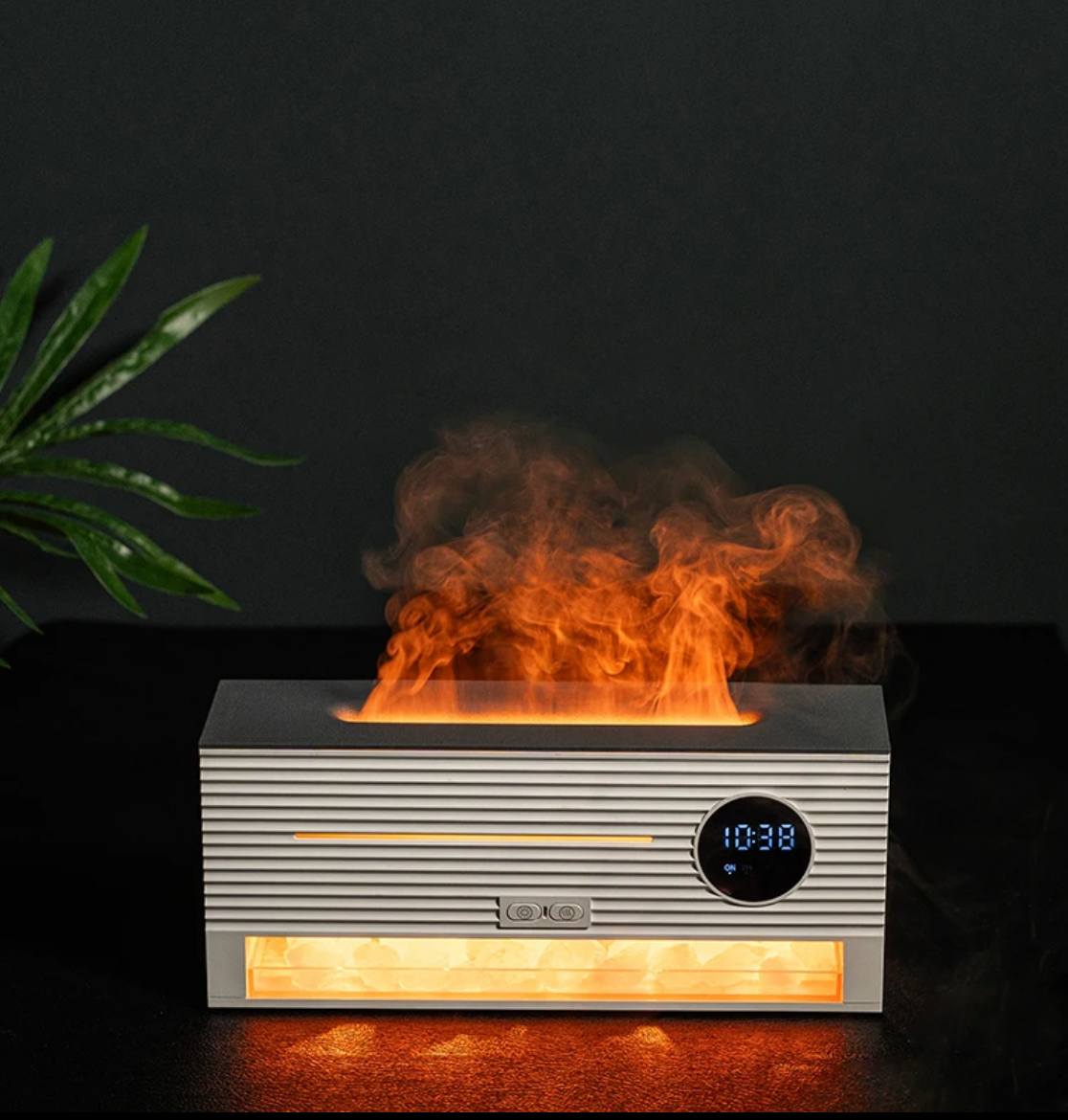 Aroma Diffuser avec Effet Flamme & Horloge
