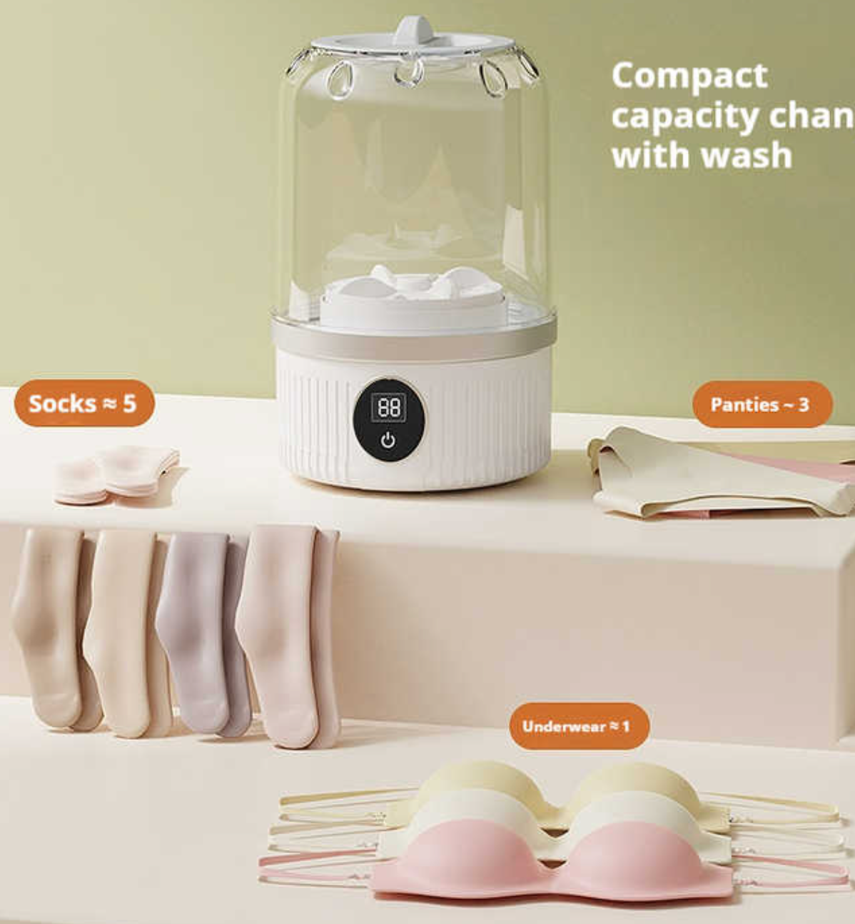 🌀 Mini Machine à Laver Portable – Spéciale Sous-vêtements & Petits Textiles