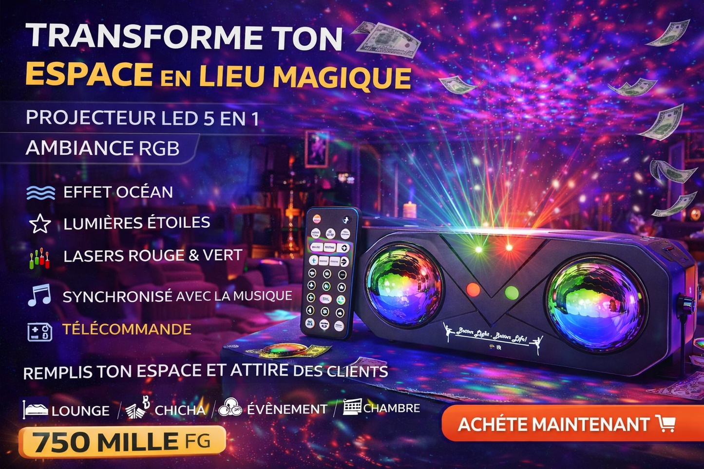 PROJECTEUR LED 5 EN 1 AMBIANCE