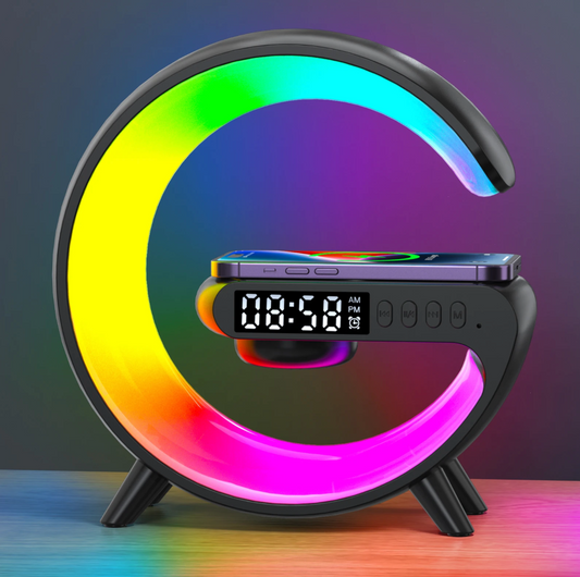 Haut-Parleur LED Multifonction – Charge Sans Fil & Support Téléphone