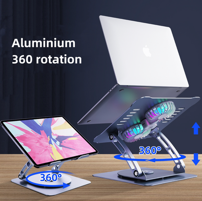 🧊 Support PC 360° avec Double Ventilateur RGB – Alliez Refroidissement, Confort et Mobilité