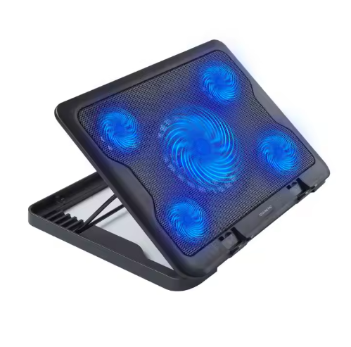 Support Réglable 2-en-1 avec Ventilateur – Pour Ordinateur Portable & Téléphone