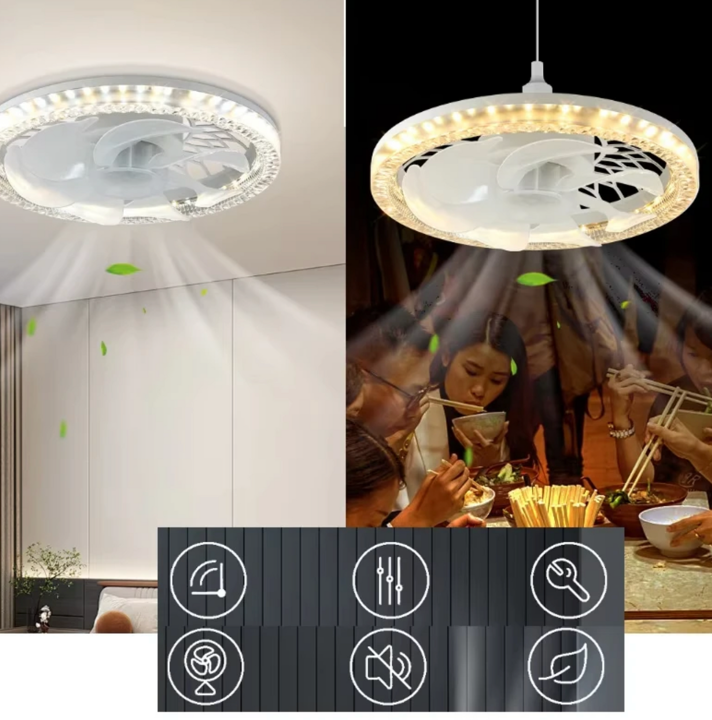 🌬️💡 Ventilateur de Plafond avec Lumière – Socket Ceiling Fan Light (avec Télécommande)