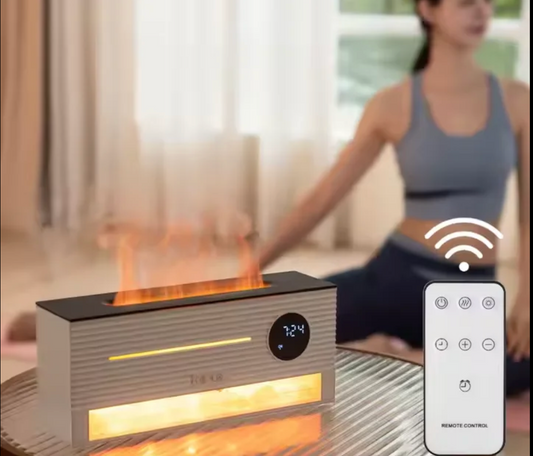 Aroma Diffuser avec Effet Flamme & Horloge