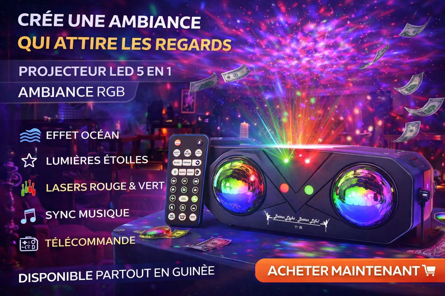 PROJECTEUR LED 5 EN 1 AMBIANCE