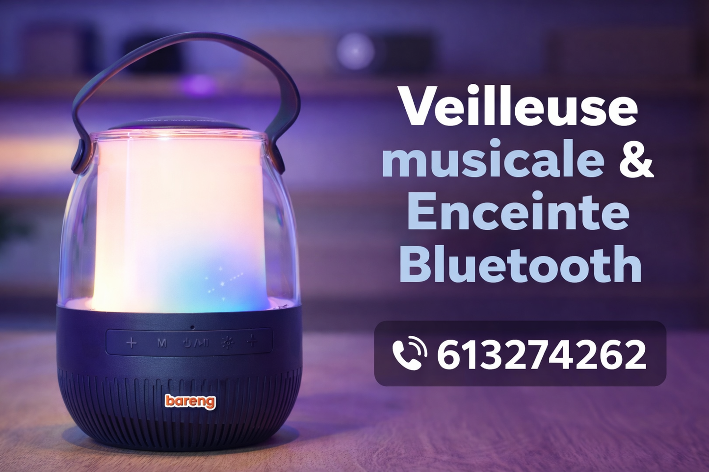 Veilleuse Musicale Bluetooth – Lumière & Son en Harmonie