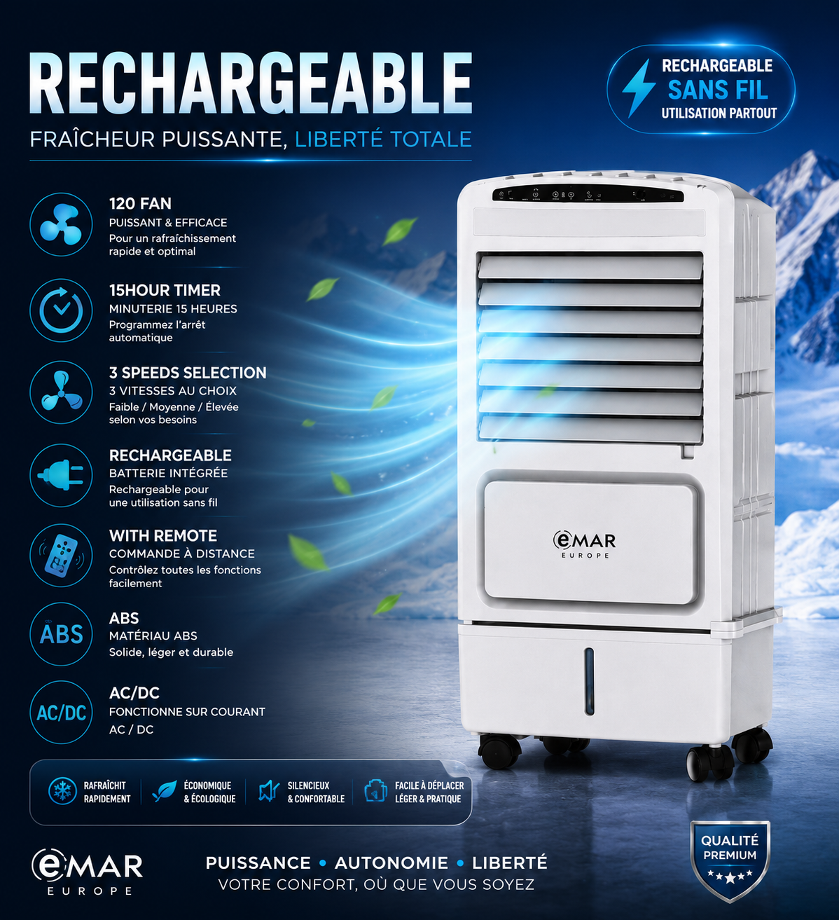 ❄️ CLIMATISEUR RECHARGEABLE